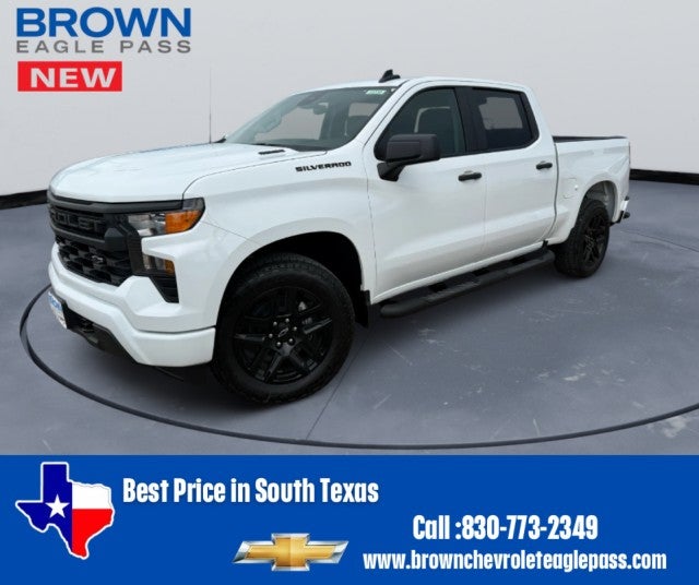 2026 Chevrolet Silverado 1500 Custom in Summit White — front three-quarter view