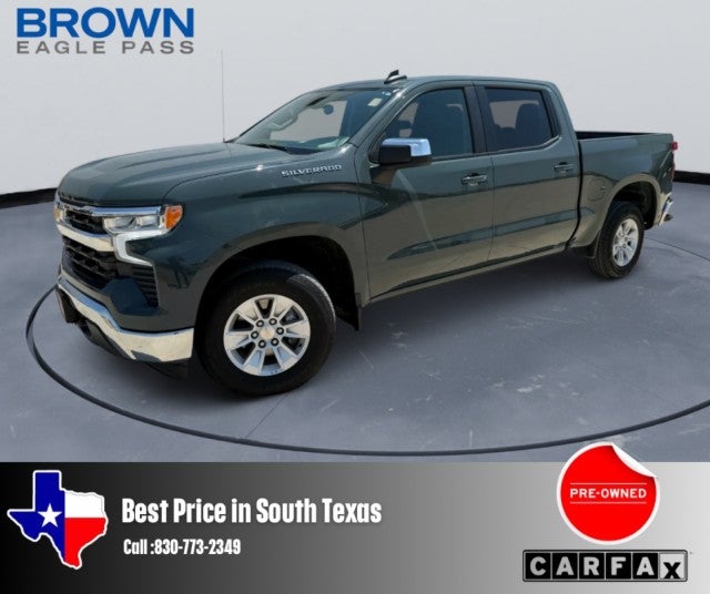 2025 Chevrolet Silverado 1500 LT in Cypress Gray — front three-quarter view